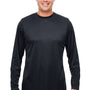 UltraClub Mens Cool & Dry Performance Moisture Wicking Long Sleeve Crewneck T-Shirt - Black