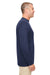 UltraClub 8622 Mens Cool & Dry Performance Moisture Wicking Long Sleeve Crewneck T-Shirt Navy Blue Side