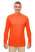 UltraClub 8622 Mens Cool & Dry Performance Moisture Wicking Long Sleeve Crewneck T-Shirt Orange Front