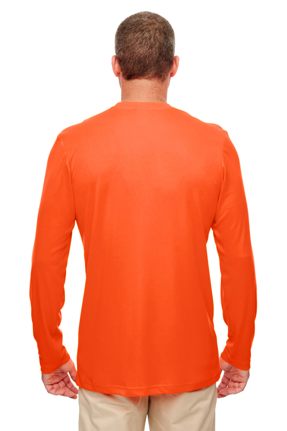 UltraClub 8622 Mens Cool & Dry Performance Moisture Wicking Long Sleeve Crewneck T-Shirt Orange Back