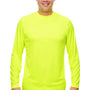 UltraClub Mens Cool & Dry Performance Moisture Wicking Long Sleeve Crewneck T-Shirt - Bright Yellow