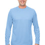 UltraClub Mens Cool & Dry Performance Moisture Wicking Long Sleeve Crewneck T-Shirt - Columbia Blue