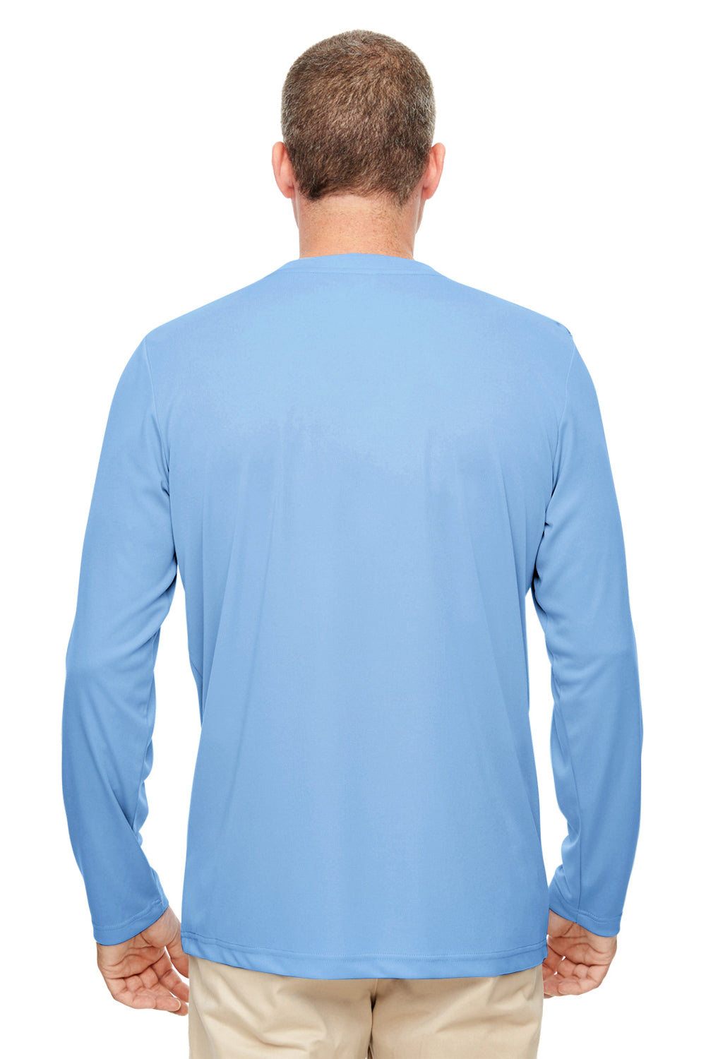 UltraClub 8622 Mens Cool & Dry Performance Moisture Wicking Long Sleeve Crewneck T-Shirt Columbia Blue Back
