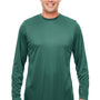 UltraClub Mens Cool & Dry Performance Moisture Wicking Long Sleeve Crewneck T-Shirt - Forest Green