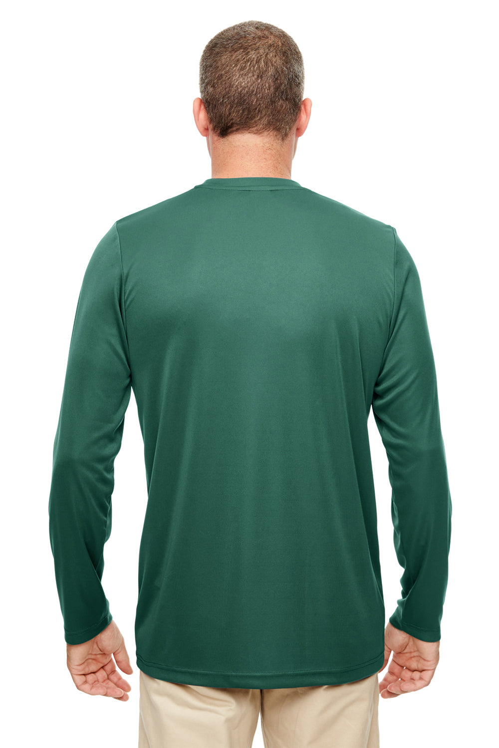 UltraClub 8622 Mens Cool & Dry Performance Moisture Wicking Long Sleeve Crewneck T-Shirt Forest Green Back