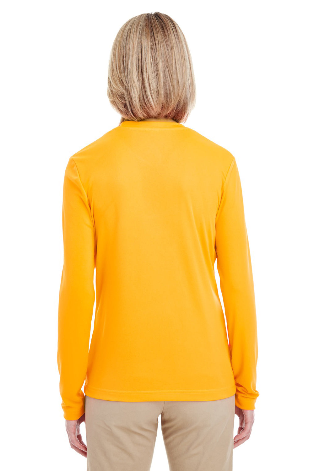UltraClub 8622W Womens Cool & Dry Performance Moisture Wicking Long Sleeve Crewneck T-Shirt Gold Back