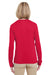 UltraClub 8622W Womens Cool & Dry Performance Moisture Wicking Long Sleeve Crewneck T-Shirt Red Back