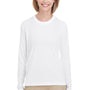 UltraClub Womens Cool & Dry Performance Moisture Wicking Long Sleeve Crewneck T-Shirt - White