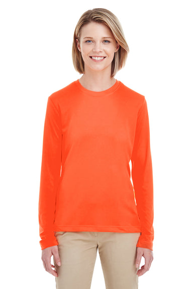 UltraClub 8622W Womens Cool & Dry Performance Moisture Wicking Long Sleeve Crewneck T-Shirt Orange Front