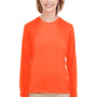 UltraClub Womens Cool & Dry Performance Moisture Wicking Long Sleeve Crewneck T-Shirt - Bright Orange