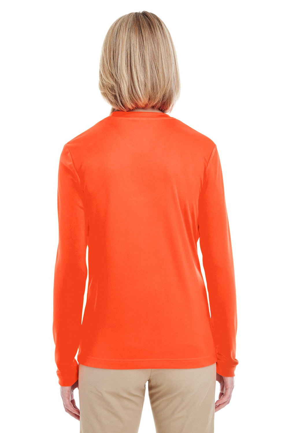 UltraClub 8622W Womens Cool & Dry Performance Moisture Wicking Long Sleeve Crewneck T-Shirt Orange Back