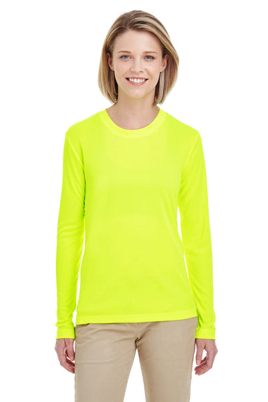UltraClub 8622W Womens Cool & Dry Performance Moisture Wicking Long Sleeve Crewneck T-Shirt Bright Yellow Front