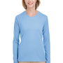 UltraClub Womens Cool & Dry Performance Moisture Wicking Long Sleeve Crewneck T-Shirt - Columbia Blue