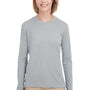 UltraClub Womens Cool & Dry Performance Moisture Wicking Long Sleeve Crewneck T-Shirt - Grey