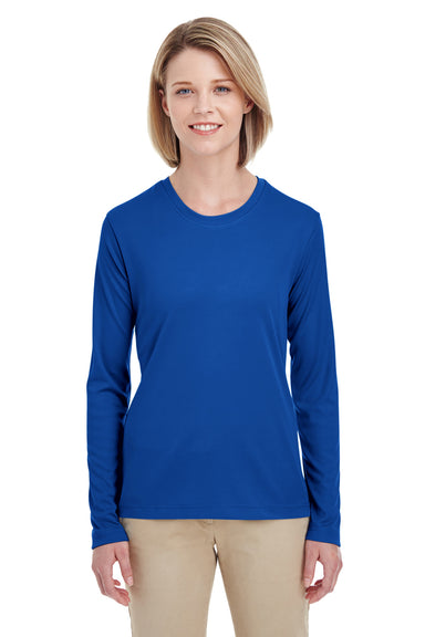 UltraClub 8622W Womens Cool & Dry Performance Moisture Wicking Long Sleeve Crewneck T-Shirt Royal Blue Front