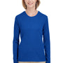 UltraClub Womens Cool & Dry Performance Moisture Wicking Long Sleeve Crewneck T-Shirt - Royal Blue