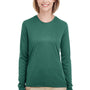 UltraClub Womens Cool & Dry Performance Moisture Wicking Long Sleeve Crewneck T-Shirt - Forest Green
