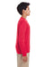 UltraClub 8622Y Youth Cool & Dry Performance Moisture Wicking Long Sleeve Crewneck T-Shirt Red Side