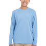 UltraClub Youth Cool & Dry Performance Moisture Wicking Long Sleeve Crewneck T-Shirt - Columbia Blue