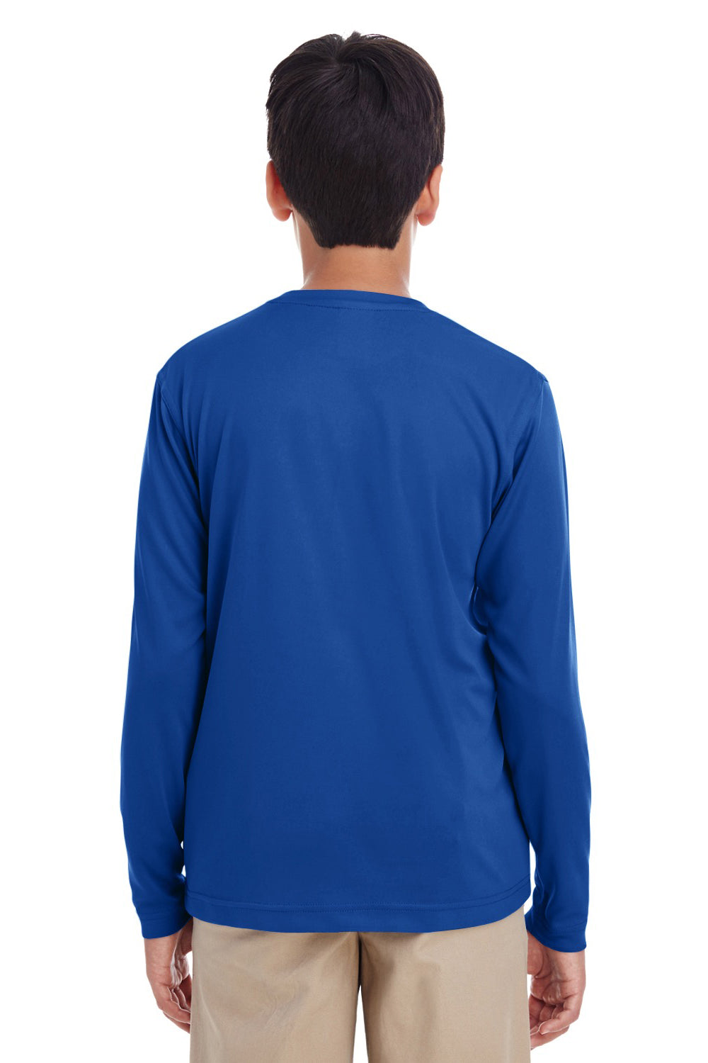 UltraClub 8622Y Youth Cool & Dry Performance Moisture Wicking Long Sleeve Crewneck T-Shirt Royal Blue Back