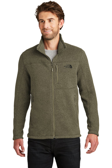 The North Face NF0A3LH7 Mens Full Zip Sweater Fleece Jacket Heather New Taupe Green Front