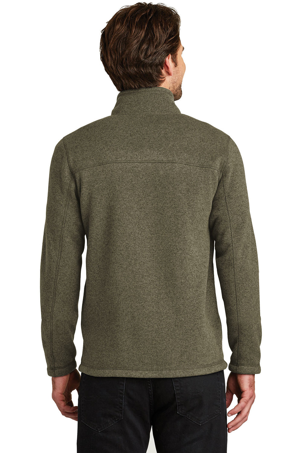 The North Face NF0A3LH7 Mens Full Zip Sweater Fleece Jacket Heather New Taupe Green Back