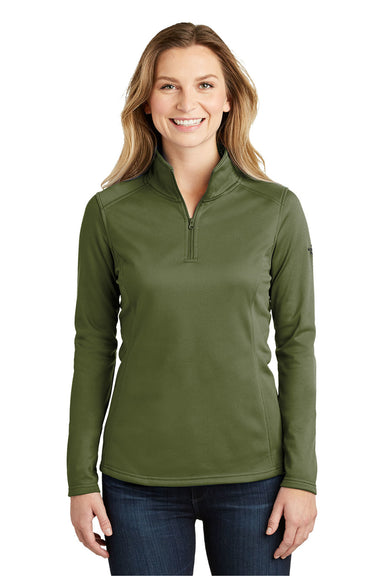 The North Face NF0A3LHC Womens Tech 1/4 Zip Fleece Jacket Burnt Olive Green Front