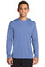 Port & Company PC380LS Mens Dry Zone Performance Moisture Wicking Long Sleeve Crewneck T-Shirt Carolina Blue Front