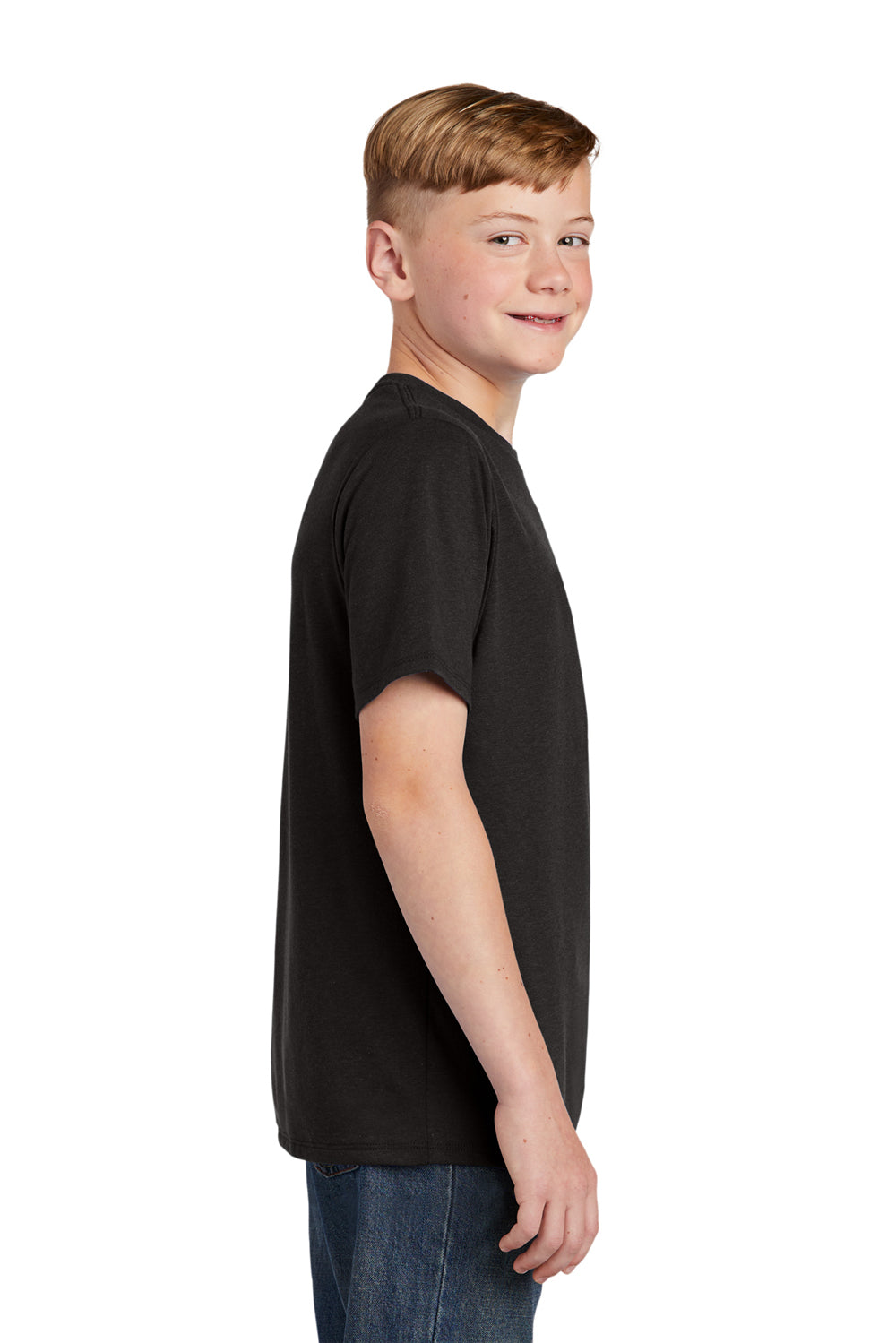 District DT130Y Youth Perfect Tri Short Sleeve Crewneck T-Shirt Black Side