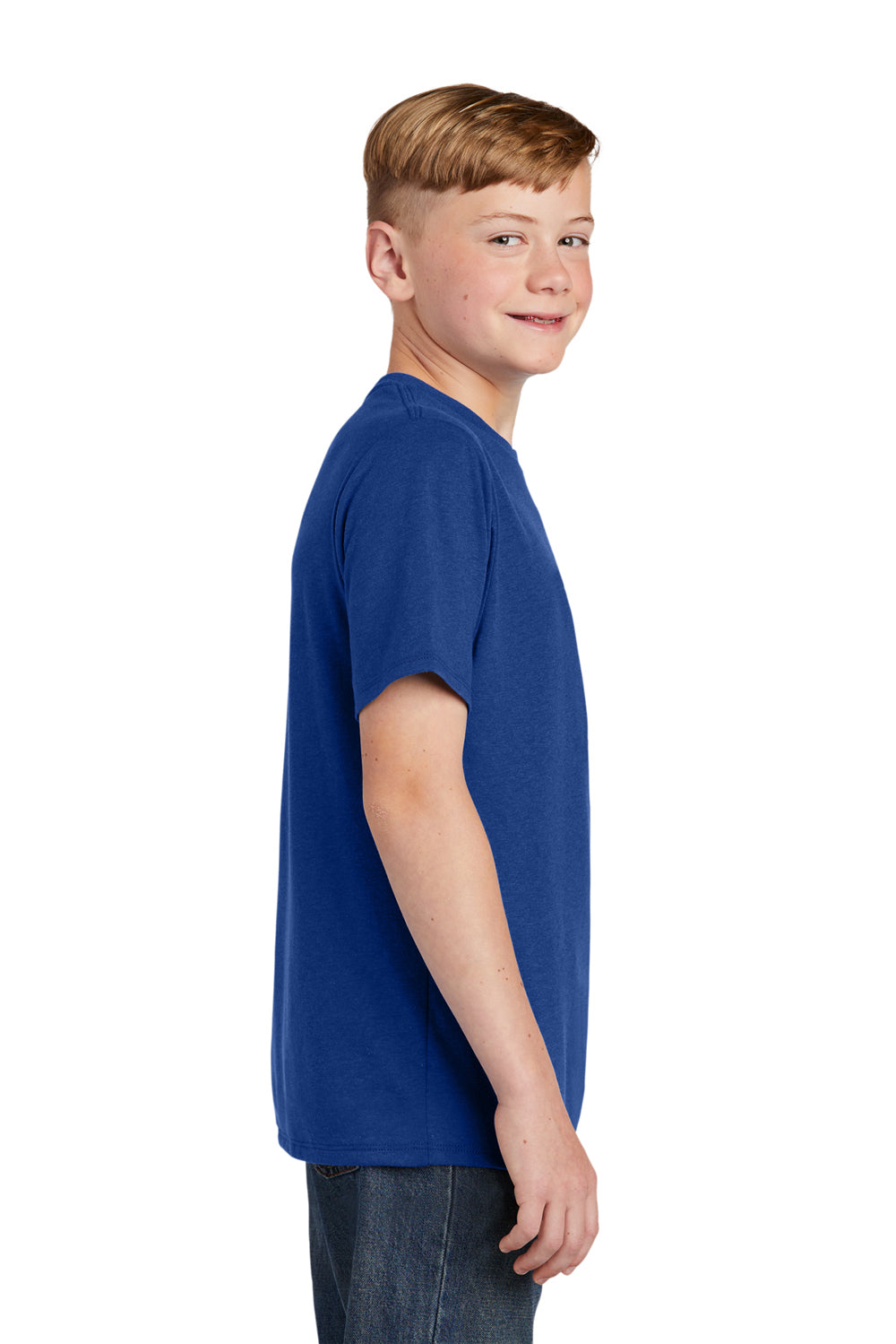 District DT130Y Youth Perfect Tri Short Sleeve Crewneck T-Shirt Deep Royal Blue Side