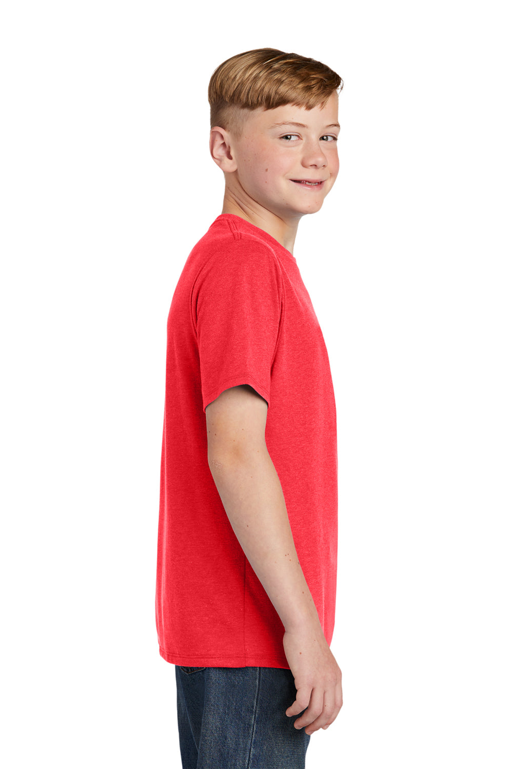 District DT130Y Youth Perfect Tri Short Sleeve Crewneck T-Shirt Red Frost Side