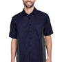 North End Mens Fuse UV Protection Short Sleeve Button Down Shirt w/ Pocket - Classic Navy Blue/Carbon Grey - Closeout