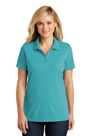 Port Authority LK110 Womens Dry Zone Moisture Wicking Short Sleeve Polo Shirt Aquamarine Front