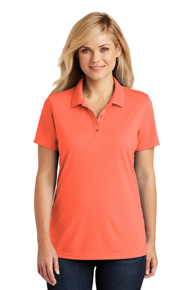 Port Authority LK110 Womens Dry Zone Moisture Wicking Short Sleeve Polo Shirt Coral Splash Front