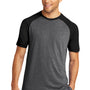 Sport-Tek Mens Moisture Wicking Short Sleeve Crewneck T-Shirt - Heather Dark Grey/Black Triad
