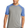 Sport-Tek Mens Moisture Wicking Short Sleeve Crewneck T-Shirt - Heather Light Grey/Heather True Royal Blue