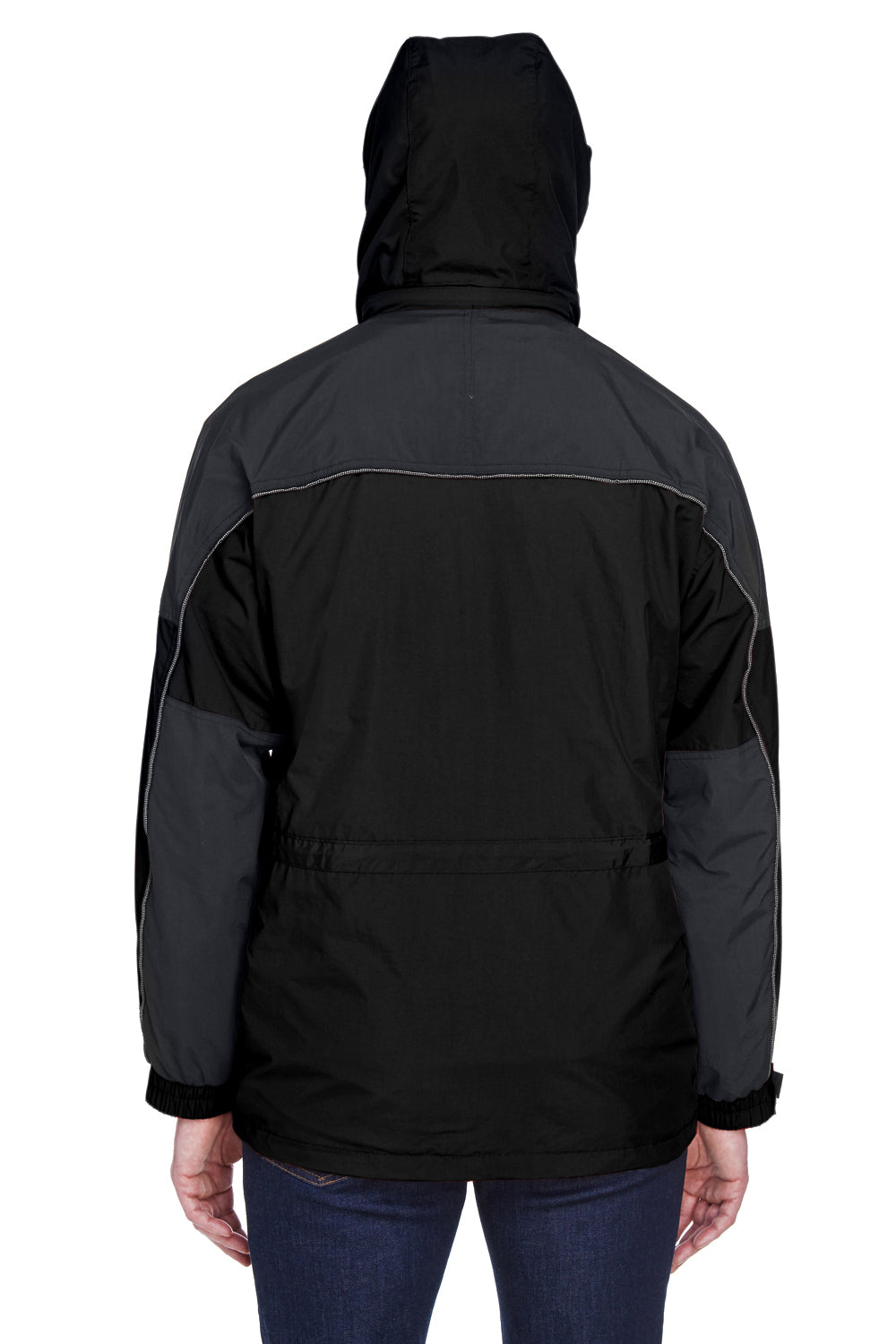 North End 88006 Mens 3-in-1 Full Zip Hooded Jacket Black/Grey Back