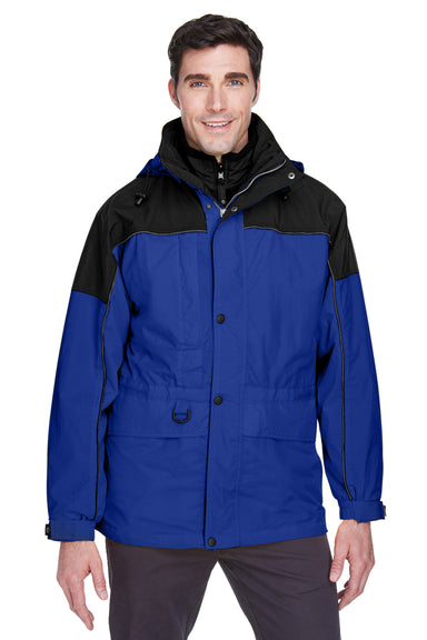 North End 88006 Mens 3-in-1 Full Zip Hooded Jacket Royal Blue/Navy Blue Front