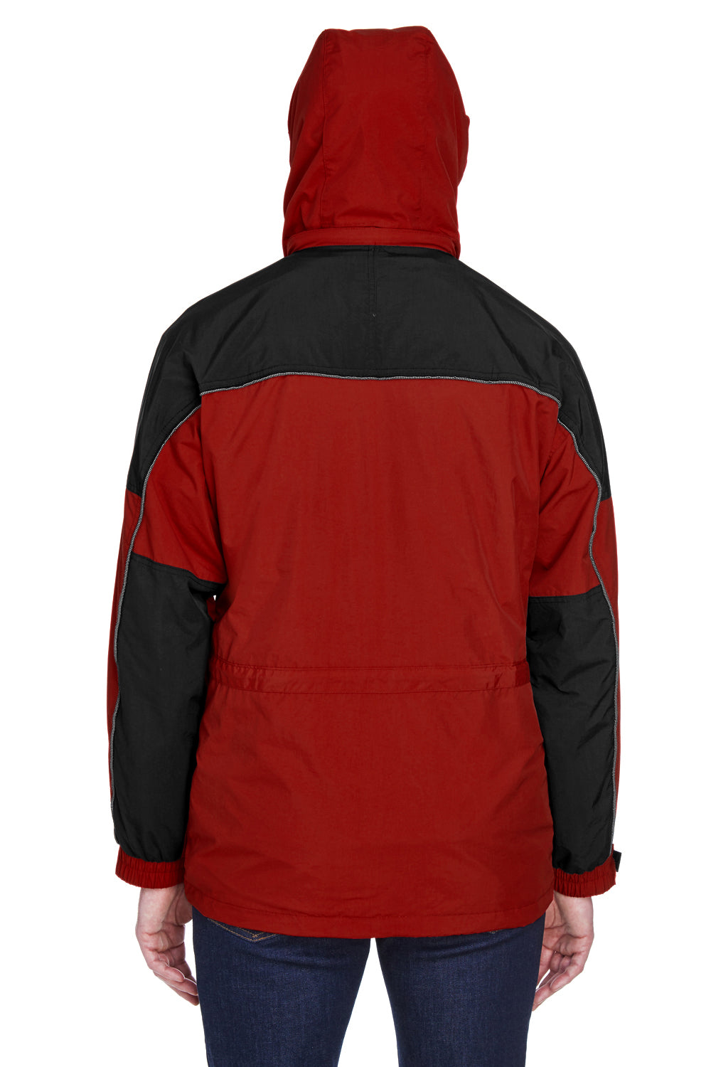 North End 88006 Mens 3-in-1 Full Zip Hooded Jacket Red/Black Back