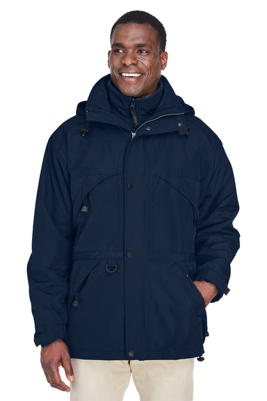 North End 88007 Mens 3-in-1 Full Zip Hooded Jacket Navy Blue Front