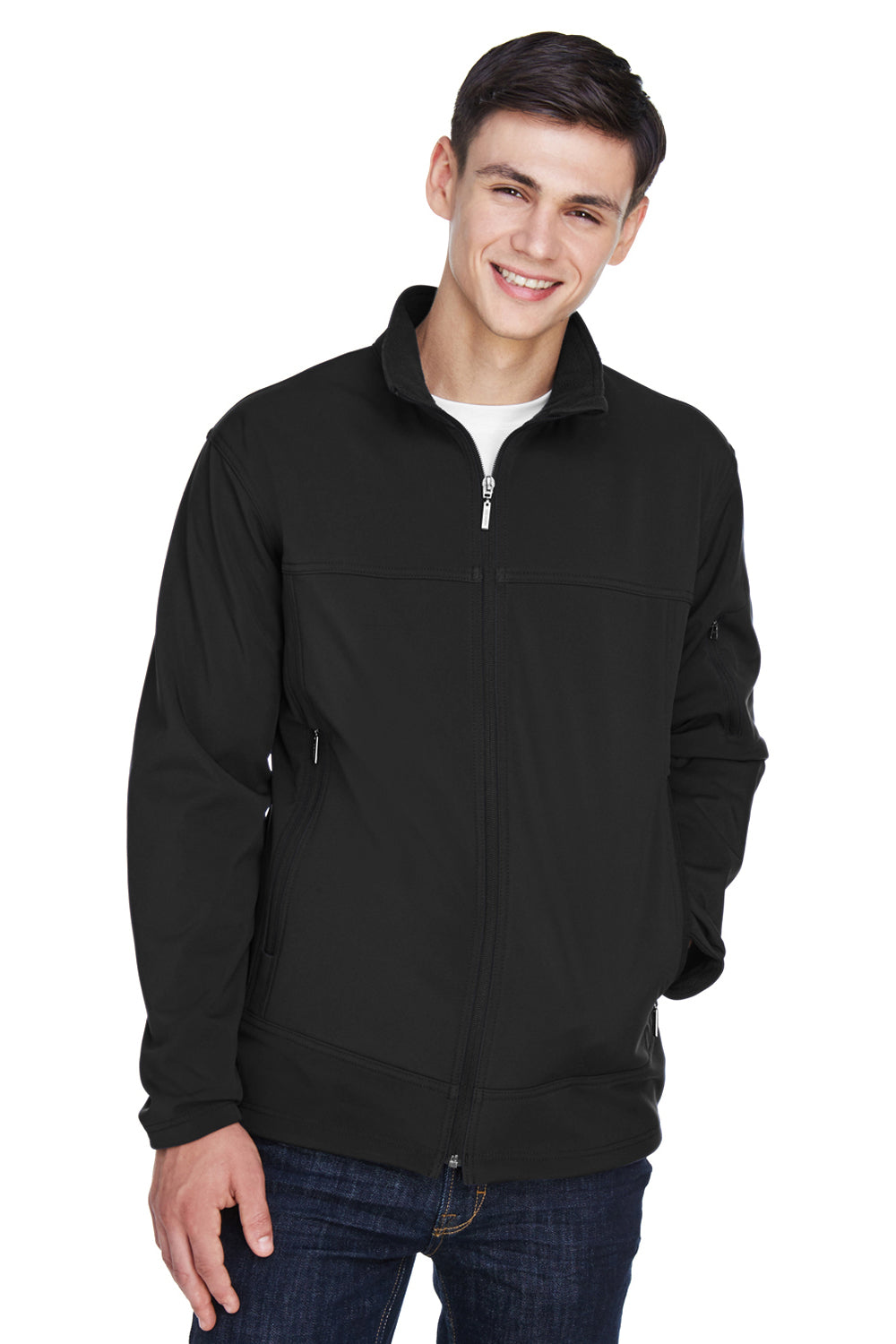 North End 88099 Mens Performance Water Resistant Full Zip Jacket Black Front