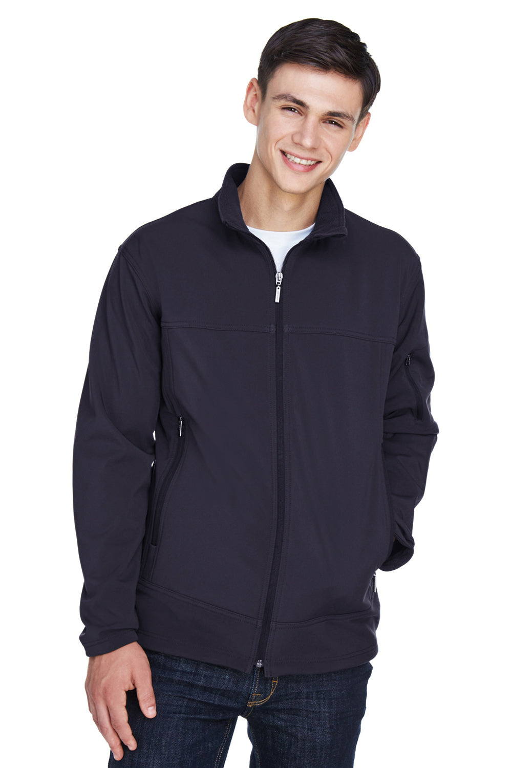 North End 88099 Mens Performance Water Resistant Full Zip Jacket Navy Blue Front