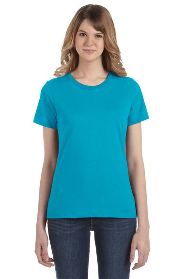 Anvil 880 Womens Short Sleeve Crewneck T-Shirt Caribbean Blue Front