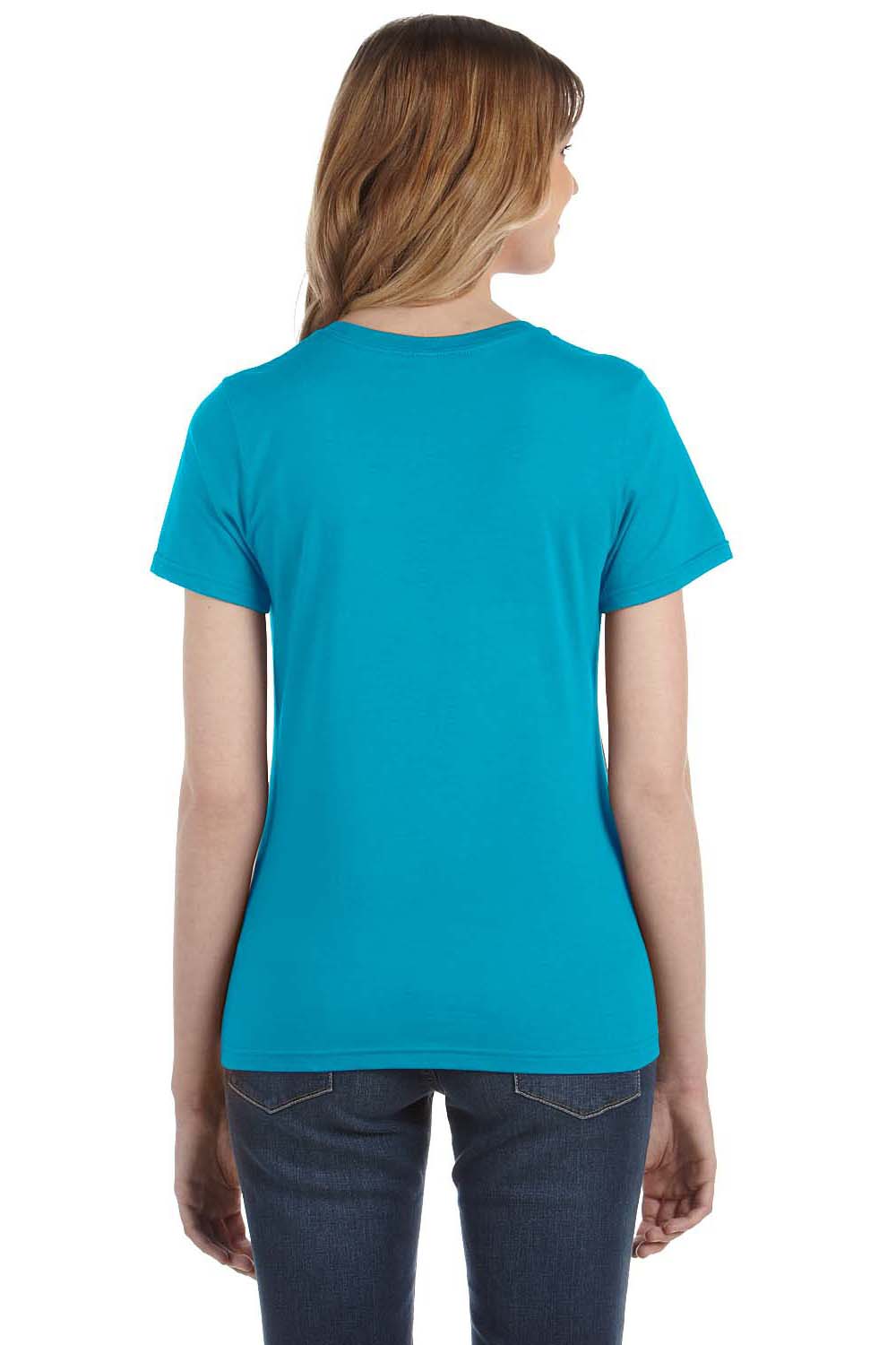 Anvil 880 Womens Short Sleeve Crewneck T-Shirt Caribbean Blue Back