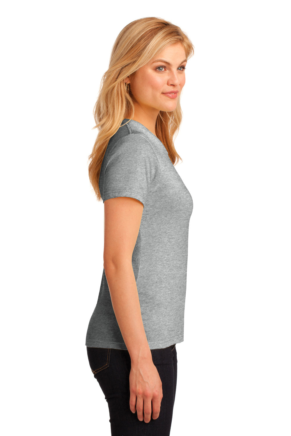 Anvil 880 Womens Short Sleeve Crewneck T-Shirt Heather Grey Side