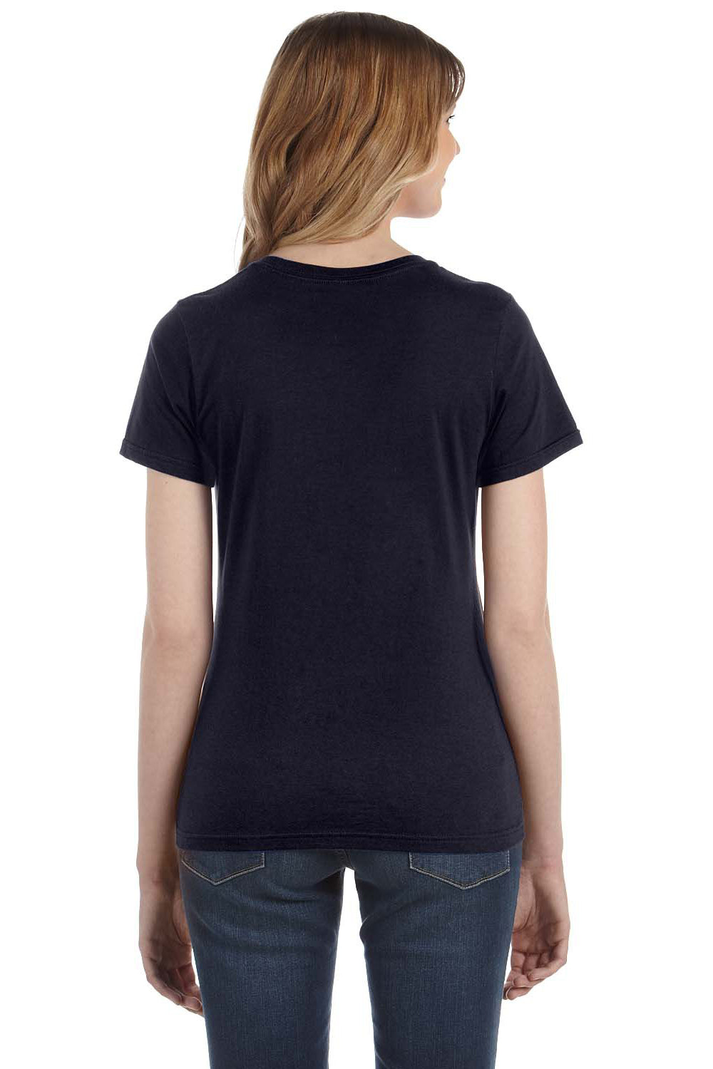 Anvil 880 Womens Short Sleeve Crewneck T-Shirt Navy Blue Back