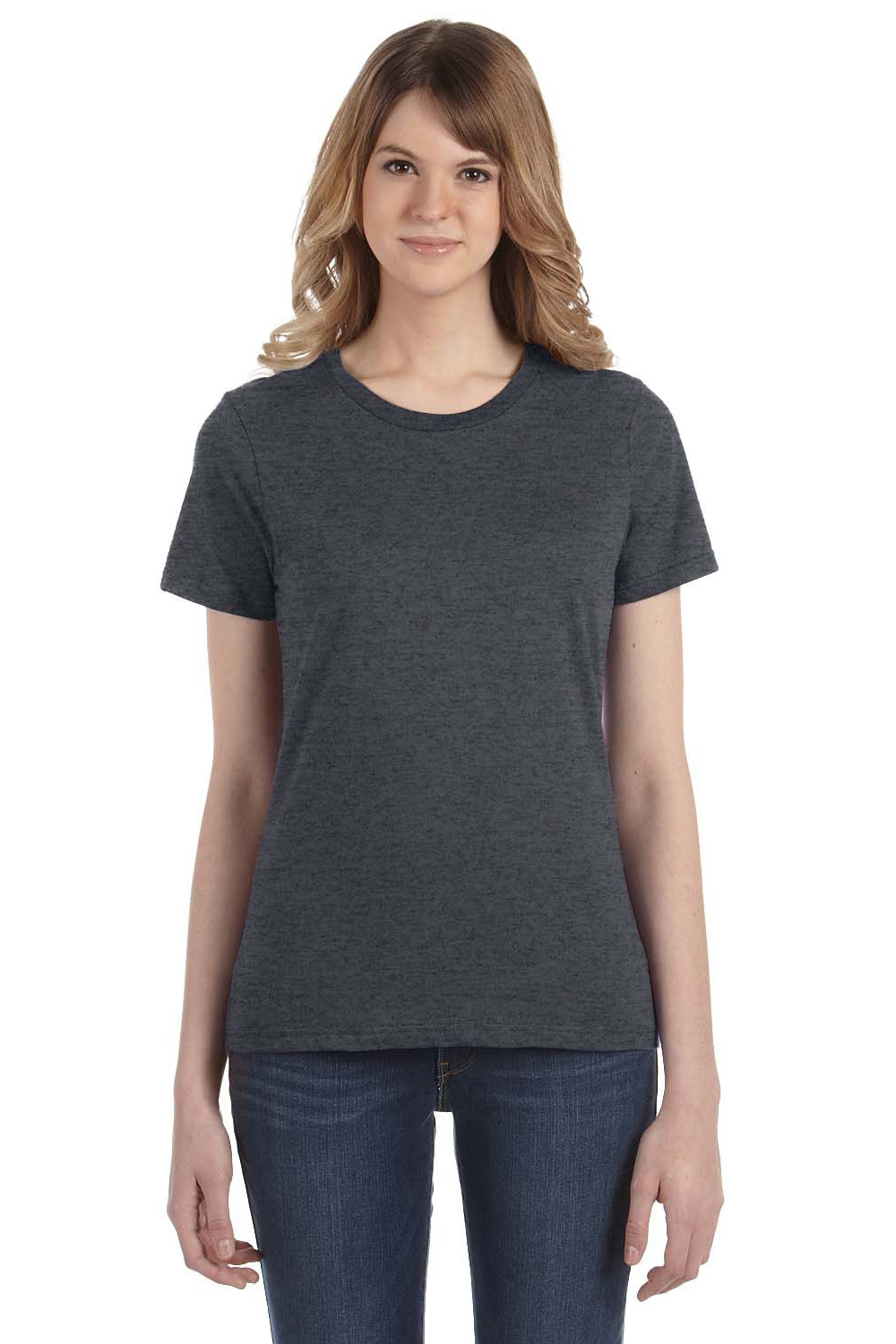 Anvil 880 Womens Short Sleeve Crewneck T-Shirt Heather Dark Grey Front