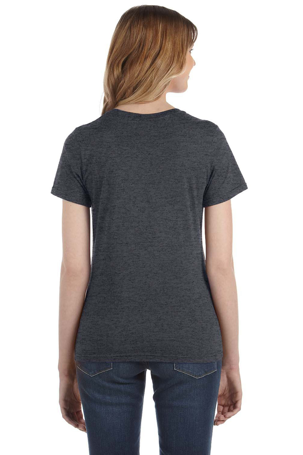 Anvil 880 Womens Short Sleeve Crewneck T-Shirt Heather Dark Grey Back