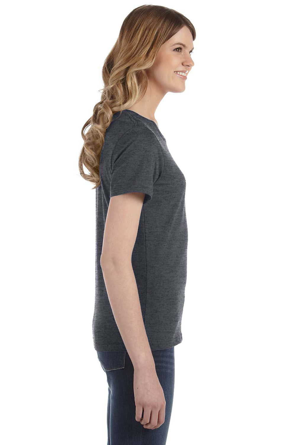 Anvil 880 Womens Short Sleeve Crewneck T-Shirt Heather Dark Grey Side