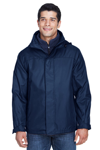 North End 88130 Mens 3-in-1 Full Zip Hooded Jacket Navy Blue Front